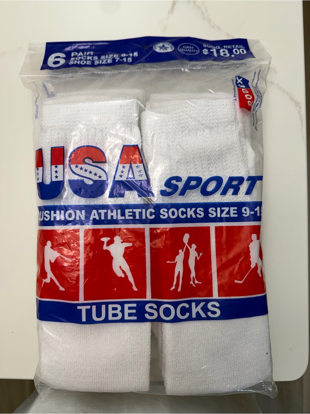 White Cushion Athletic Tube Socks - 6 Pack